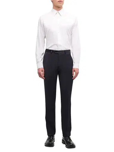 Emporio Armani Men's Straight-Leg Wool Trousers - Solid Dark - Size 44 | Thumbnail 2