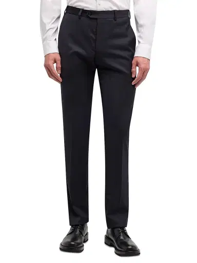 Emporio Armani Men's Straight-Leg Wool Trousers - Solid Dark - Size 44 | Thumbnail 3