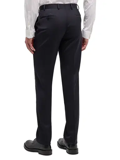 Emporio Armani Men's Straight-Leg Wool Trousers - Solid Dark - Size 44 | Thumbnail 5