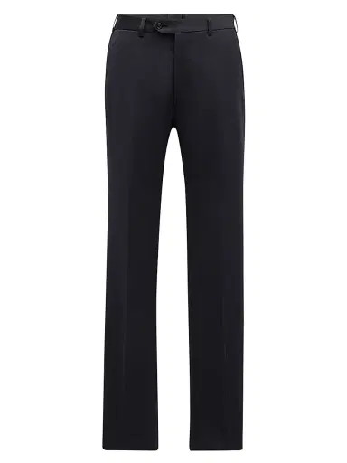 Emporio Armani Men's Straight-Leg Wool Trousers - Solid Dark - Size 44 | Thumbnail 1