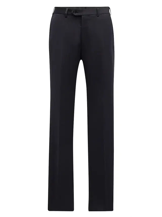 Men's Straight-Leg Wool Trousers - Solid Dark - Size 44 Men's Straight-Leg Wool Trousers - Solid Dark - Size 44