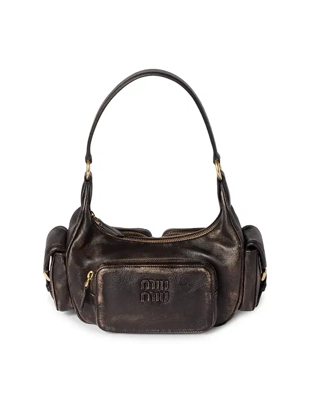 Miu Miu Women's Pocket Nappa Leather Shoulder Handle Bag - Brown