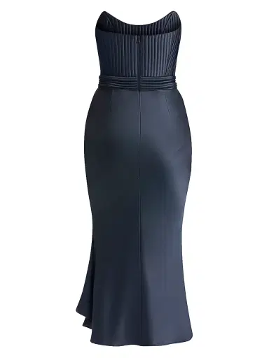 Zhivago Women's Germaine Stretch-Satin Midi-Dress - Black | Thumbnail 2