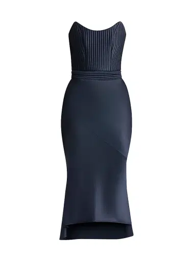 Zhivago Women's Germaine Stretch-Satin Midi-Dress - Black | Thumbnail 1