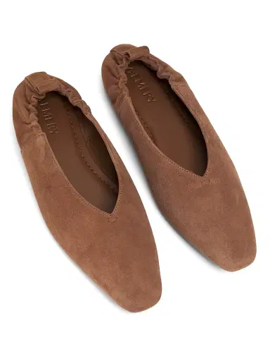 A Emery Women's Brie Suede Elasticized Ballet Flats - Cognac Suede - Size 5 | Thumbnail 4