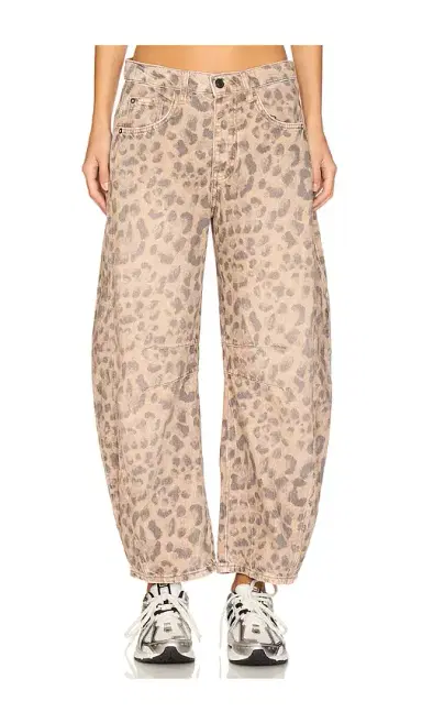 Free People x We The Free Good Luck Printed Mid Rise Barrel In | Thumbnail 1