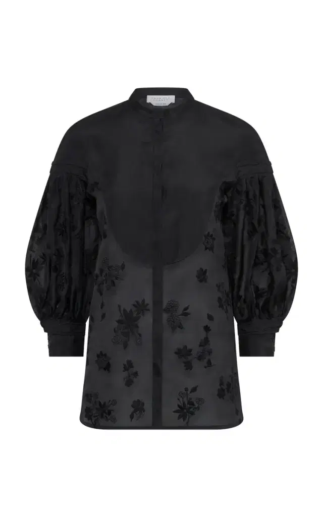 Gabriela Hearst Sofia Puff-Sleeve Silk Shirt