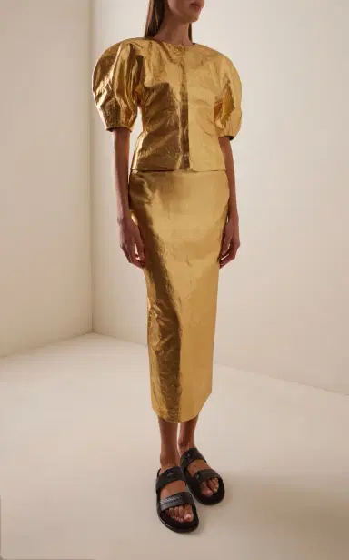 Gabriela Hearst Manuela Foiled Linen Midi Skirt | Thumbnail 2 Gabriela Hearst Manuela Foiled Linen Midi Skirt | Thumbnail 2