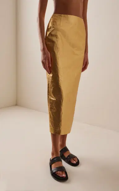 Gabriela Hearst Manuela Foiled Linen Midi Skirt | Thumbnail 3 Gabriela Hearst Manuela Foiled Linen Midi Skirt | Thumbnail 3