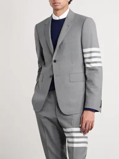 Thom Browne Grey Slim-Fit Striped Wool Suit Jacket - Men | Thumbnail 3