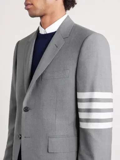 Thom Browne Grey Slim-Fit Striped Wool Suit Jacket - Men | Thumbnail 5