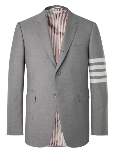 Thom Browne Grey Slim-Fit Striped Wool Suit Jacket - Men | Thumbnail 1