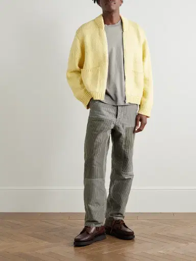 Visvim Pastoral Straight-Leg Panelled Striped Cotton-Moleskin Trousers - Men | Thumbnail 2 Visvim Pastoral Straight-Leg Panelled Striped Cotton-Moleskin Trousers - Men | Thumbnail 2