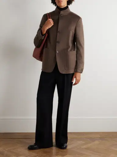 Zegna II Conte Leather-Trimmed Oasi Cashmere-Felt Jacket - Men | Thumbnail 2 Zegna II Conte Leather-Trimmed Oasi Cashmere-Felt Jacket - Men | Thumbnail 2