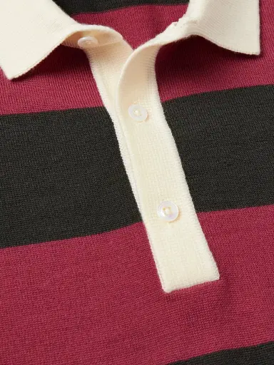 Drake's Striped Merino Wool Polo Shirt - Men | Thumbnail 5