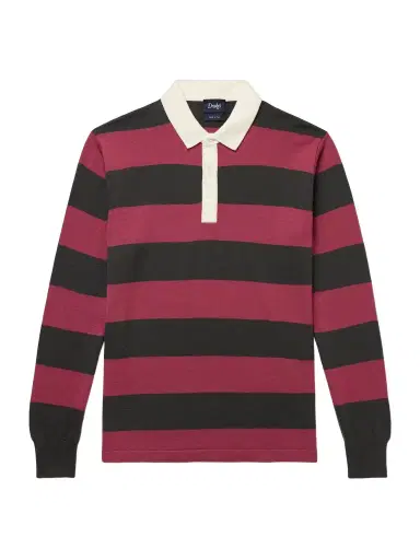 Drake's Striped Merino Wool Polo Shirt - Men | Thumbnail 1