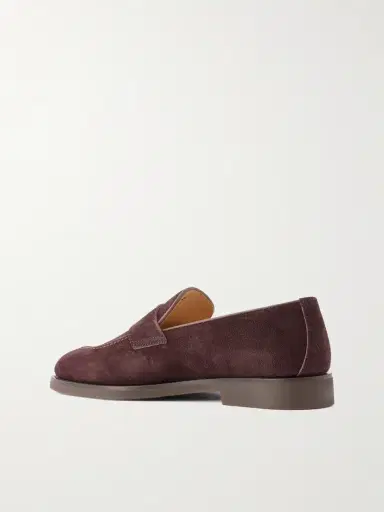 Brunello Cucinelli Waxed-Suede Penny Loafers - Men | Thumbnail 4 Brunello Cucinelli Waxed-Suede Penny Loafers - Men | Thumbnail 4
