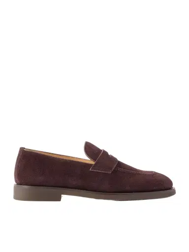 Brunello Cucinelli Waxed-Suede Penny Loafers - Men | Thumbnail 1 Brunello Cucinelli Waxed-Suede Penny Loafers - Men | Thumbnail 1