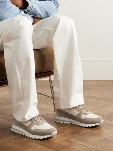 Brunello Cucinelli Olimpo Suede-Trimmed Full-Grain Leather Sneakers - Men | Thumbnail 2 Brunello Cucinelli Olimpo Suede-Trimmed Full-Grain Leather Sneakers - Men | Thumbnail 2