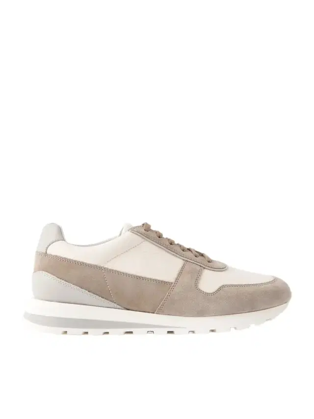 Brunello Cucinelli Olimpo Suede-Trimmed Full-Grain Leather Sneakers - Men