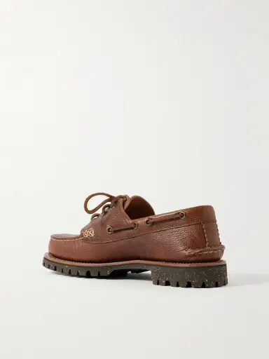 Yuketen Hex Eye Pebble-Grain Leather Boat Shoes - Men | Thumbnail 4