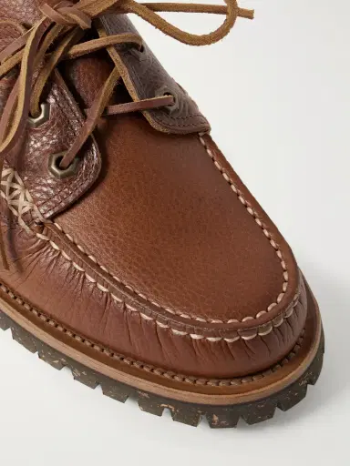 Yuketen Hex Eye Pebble-Grain Leather Boat Shoes - Men | Thumbnail 5
