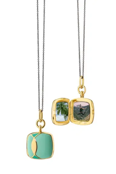 MONICA RICH KOSANN Green Cushion Deco Locket Necklace | Thumbnail 1 MONICA RICH KOSANN Green Cushion Deco Locket Necklace | Thumbnail 1