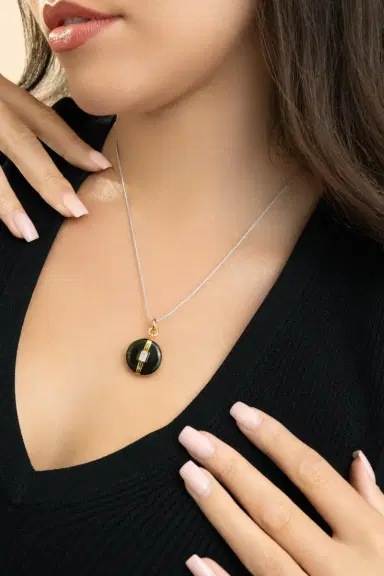 MONICA RICH KOSANN White Sapphire Black Round Locket Necklace | Thumbnail 2 MONICA RICH KOSANN White Sapphire Black Round Locket Necklace | Thumbnail 2