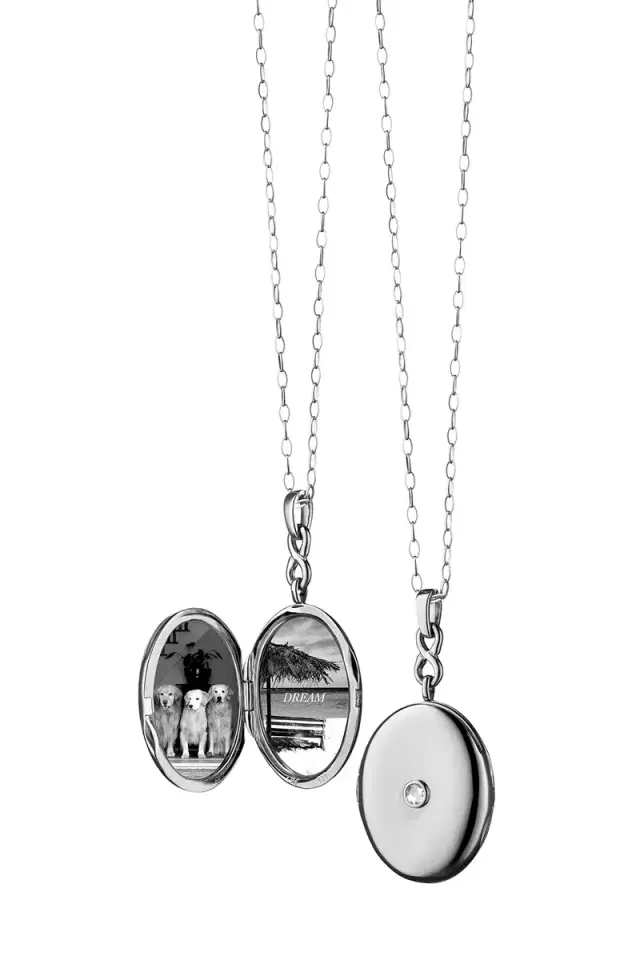 White Sapphire Infinity Locket Necklace White Sapphire Infinity Locket Necklace