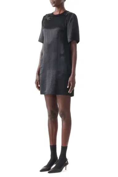 Jason Wu Collection SHORT SLEEVE DRESS WITH EMBROIDERY APPLIQUES | Thumbnail 3 Jason Wu Collection SHORT SLEEVE DRESS WITH EMBROIDERY APPLIQUES | Thumbnail 3