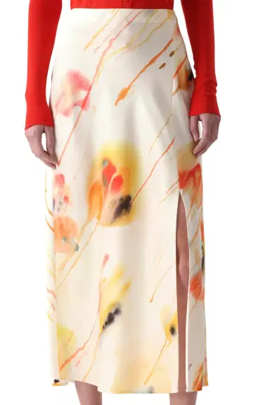 Jason Wu Collection WASHED SATIN WATERCOLOR FLORAL BIAS SLIP PENCIL SKIRT | Thumbnail 2 Jason Wu Collection WASHED SATIN WATERCOLOR FLORAL BIAS SLIP PENCIL SKIRT | Thumbnail 2