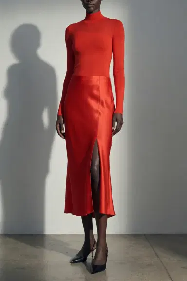 Jason Wu Collection WASHED TWILL BIAS SLIP PENCIL MIDI SKIRT | Thumbnail 1 Jason Wu Collection WASHED TWILL BIAS SLIP PENCIL MIDI SKIRT | Thumbnail 1