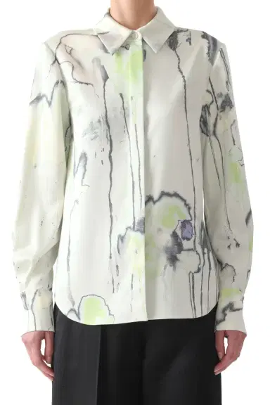 Jason Wu Collection WATERCOLOR FLORAL SILK TWILL BUTTON UP SHIRT | Thumbnail 1 Jason Wu Collection WATERCOLOR FLORAL SILK TWILL BUTTON UP SHIRT | Thumbnail 1