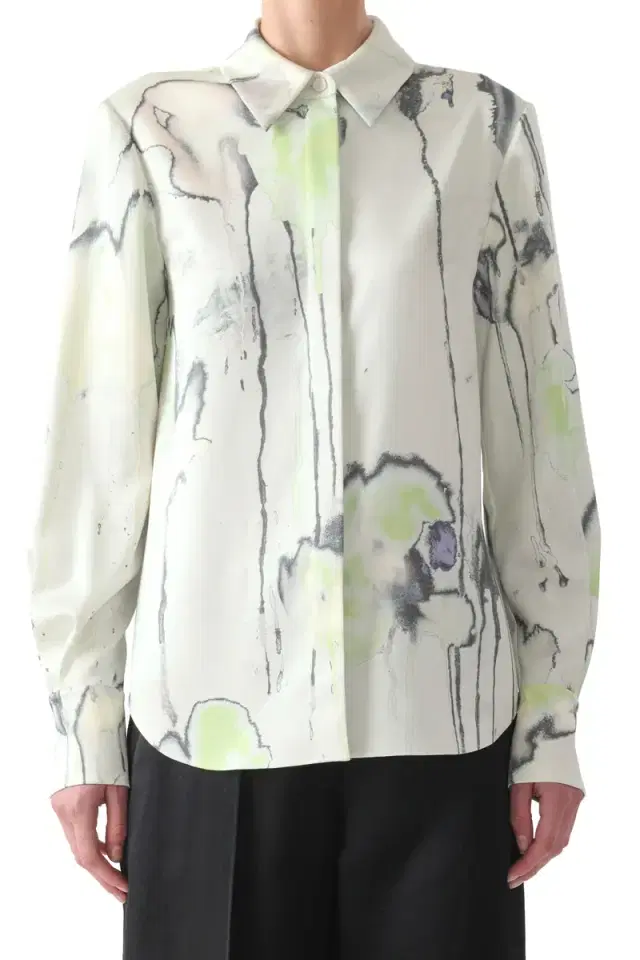 Jason Wu Collection WATERCOLOR FLORAL SILK TWILL BUTTON UP SHIRT