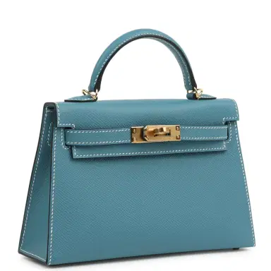 HERMÈS Hermes Kelly Sellier 20 Blue Jean Epsom Gold Hardware | Thumbnail 2