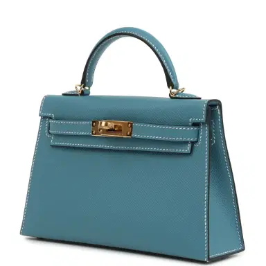 HERMÈS Hermes Kelly Sellier 20 Blue Jean Epsom Gold Hardware | Thumbnail 3