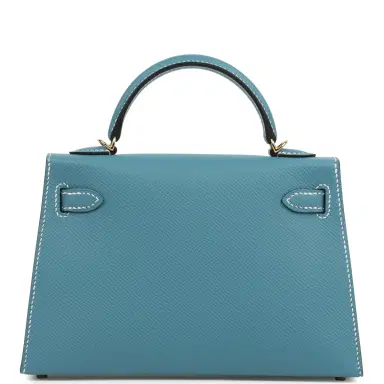 HERMÈS Hermes Kelly Sellier 20 Blue Jean Epsom Gold Hardware | Thumbnail 5