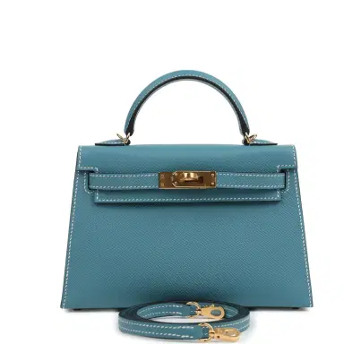 HERMÈS Hermes Kelly Sellier 20 Blue Jean Epsom Gold Hardware | Thumbnail 1