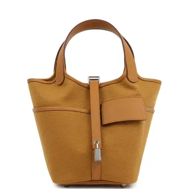 HERMÈS Hermes Picotin Cargo 18 Sesame Swift and Toile Canvas Palladium Hardware | Thumbnail 1