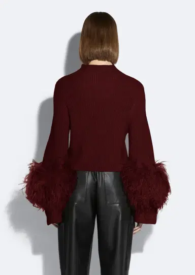 LAPOINTE Merino Mock Neck Sweater With Feathers | Thumbnail 2 LAPOINTE Merino Mock Neck Sweater With Feathers | Thumbnail 2