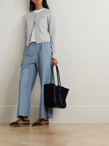 LESET Yoshi Pinstriped Cotton-blend Poplin Wide-leg Pants | Thumbnail 2