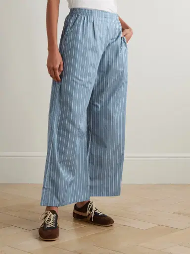 LESET Yoshi Pinstriped Cotton-blend Poplin Wide-leg Pants | Thumbnail 3