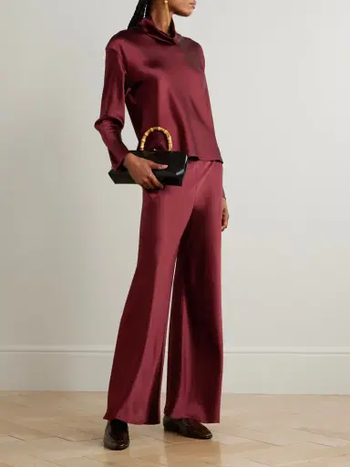 LESET Barb Draped Satin Wide-leg Pants | Thumbnail 2 LESET Barb Draped Satin Wide-leg Pants | Thumbnail 2