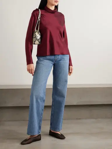 LESET Barb Draped Satin Blouse | Thumbnail 2