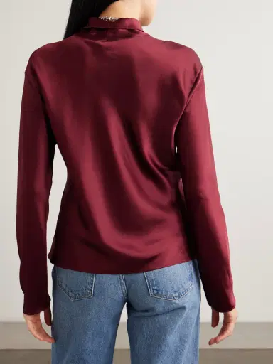LESET Barb Draped Satin Blouse | Thumbnail 3