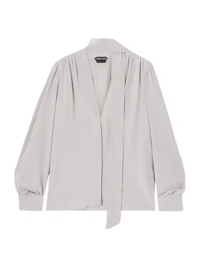 Tie-neck Silk Crepe De Chine Blouse