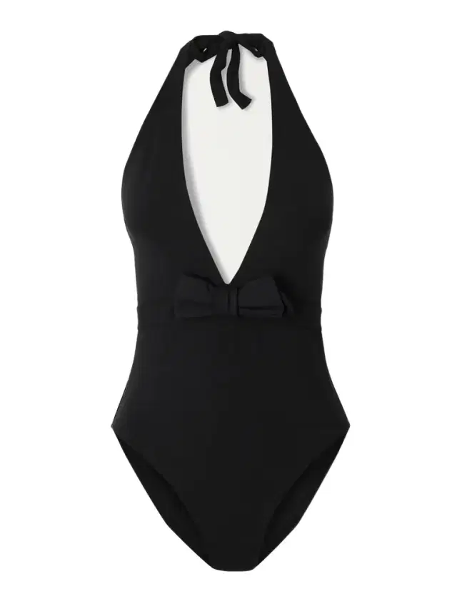 Couture Bow-detailed Halterneck Swimsuit