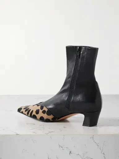 Khaite Nevada Leather And Leopard-print Calf Hair Ankle Boots | Thumbnail 3