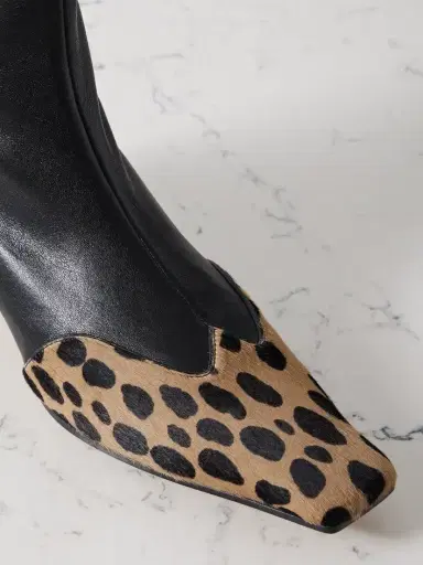 Khaite Nevada Leather And Leopard-print Calf Hair Ankle Boots | Thumbnail 5