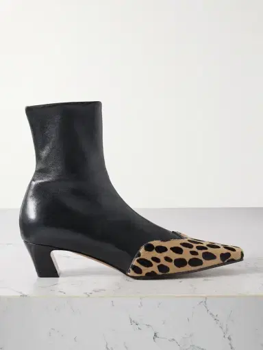 Khaite Nevada Leather And Leopard-print Calf Hair Ankle Boots | Thumbnail 1